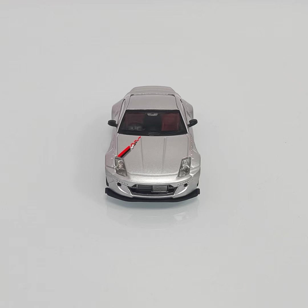 Solo 1:64 Nissan Fairlady Z33 350Z Pandem Rocket Bunny Custom Silver with Red Lines
