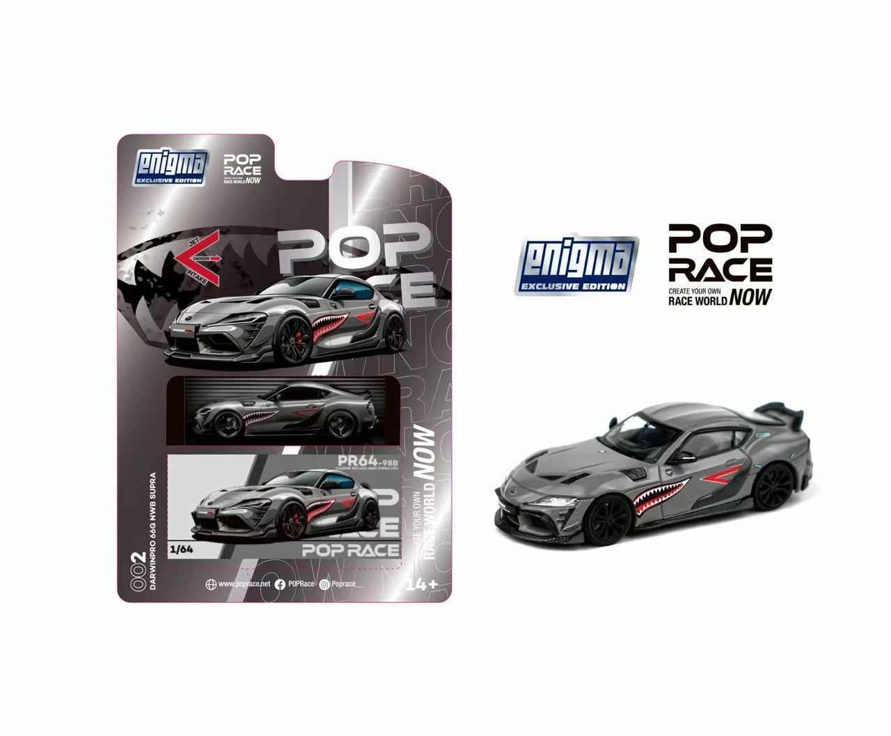 Pop Race X Enigma 1:64 Toyota GR Supra A90 Mk5 Darwin Pro Custom 66G NWB Green Shark in Blister Packaging (PRE002)