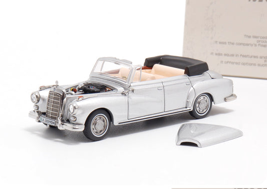 Mortal 1:64 Mercedes-Benz 300D Adenauer (W189) Soft Top Version Silver Limited 499 Pieces (Removable Roof Top, Magnetic Removable Front Hood with Detailed Engine)