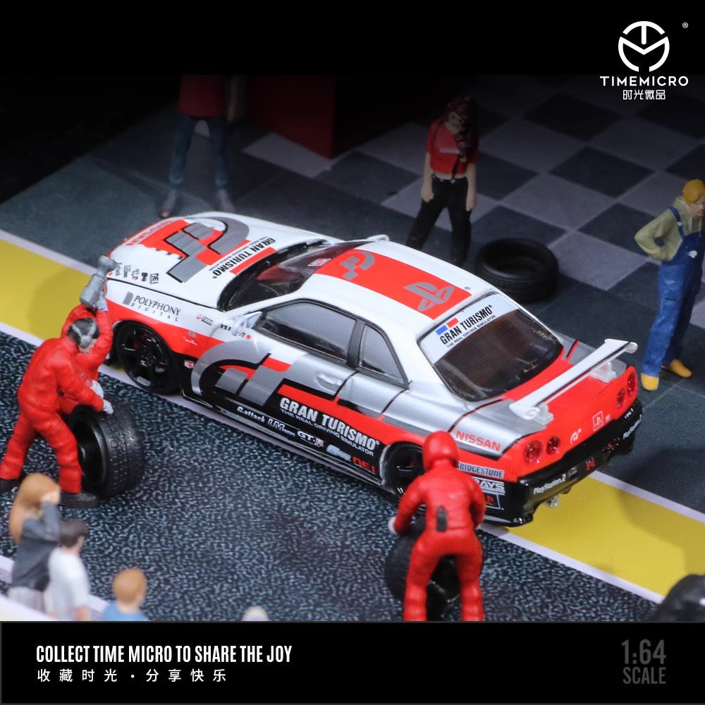 Time Micro 1:64 Nissan Skyline GT-R R34 Z-Tune Openable Engine Hood Playstation Gran Turismo Edition