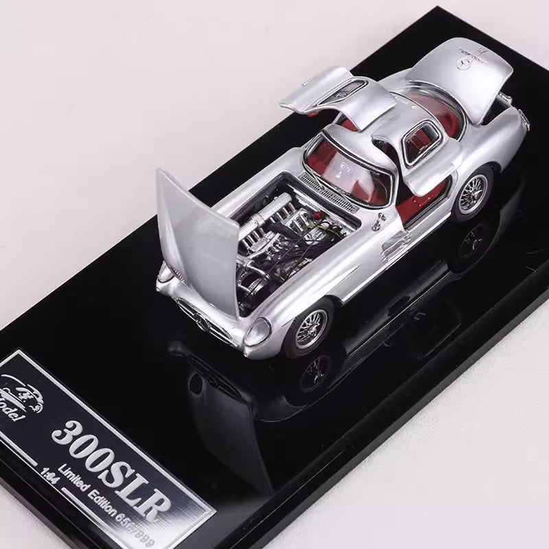 YS Model 1:64 Mercedes Benz SL Class MK1 300SLR W196S 1955 Uhlenhaut Coupe Openable Front Engine Hood and Gull Wing Doors