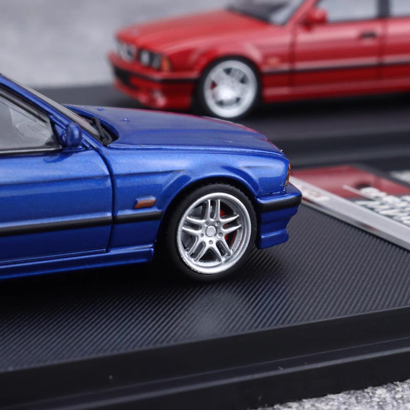 Mortal BMW 5 Series E34 Wagon Pearl Blue Ordinary Stance Openable Front Hood Detailed Engine Limited 799 Pieces