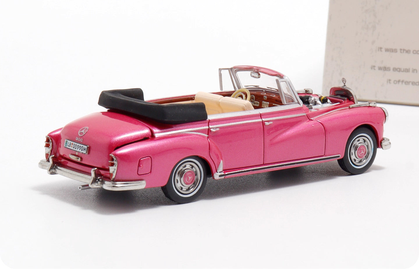 Mortal 1:64 Mercedes-Benz 300D Adenauer (W189) Soft Top Version Pink Limited 499 Pieces (Removable Roof Top, Magnetic Removable Front Hood with Detailed Engine)