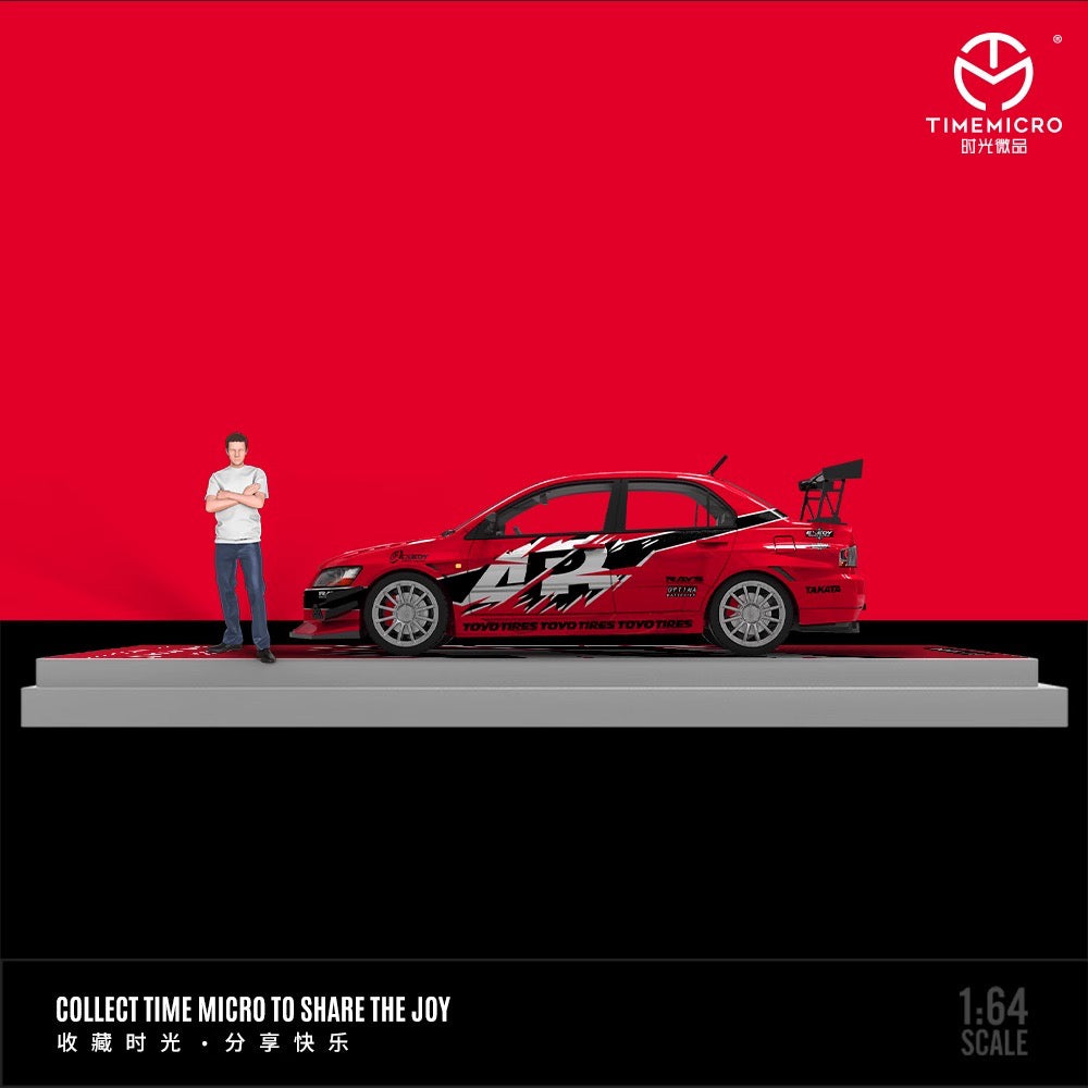 Time Micro 1/64 Mitsubishi Lancer Evolution IX Evo 9 Openable Engine Hood Fast and Furious Red Edition with Metal Cargo Container and Model Girl Figure