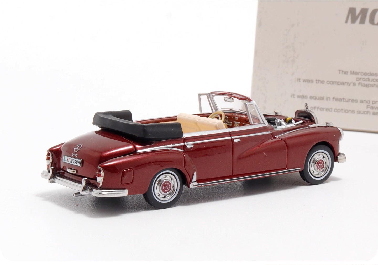 Mortal 1:64 Mercedes-Benz 300D Adenauer (W189) Soft Top Version Red & Silver Limited 499 Pieces (Removable Roof Top, Magnetic Removable Front Hood with Detailed Engine)