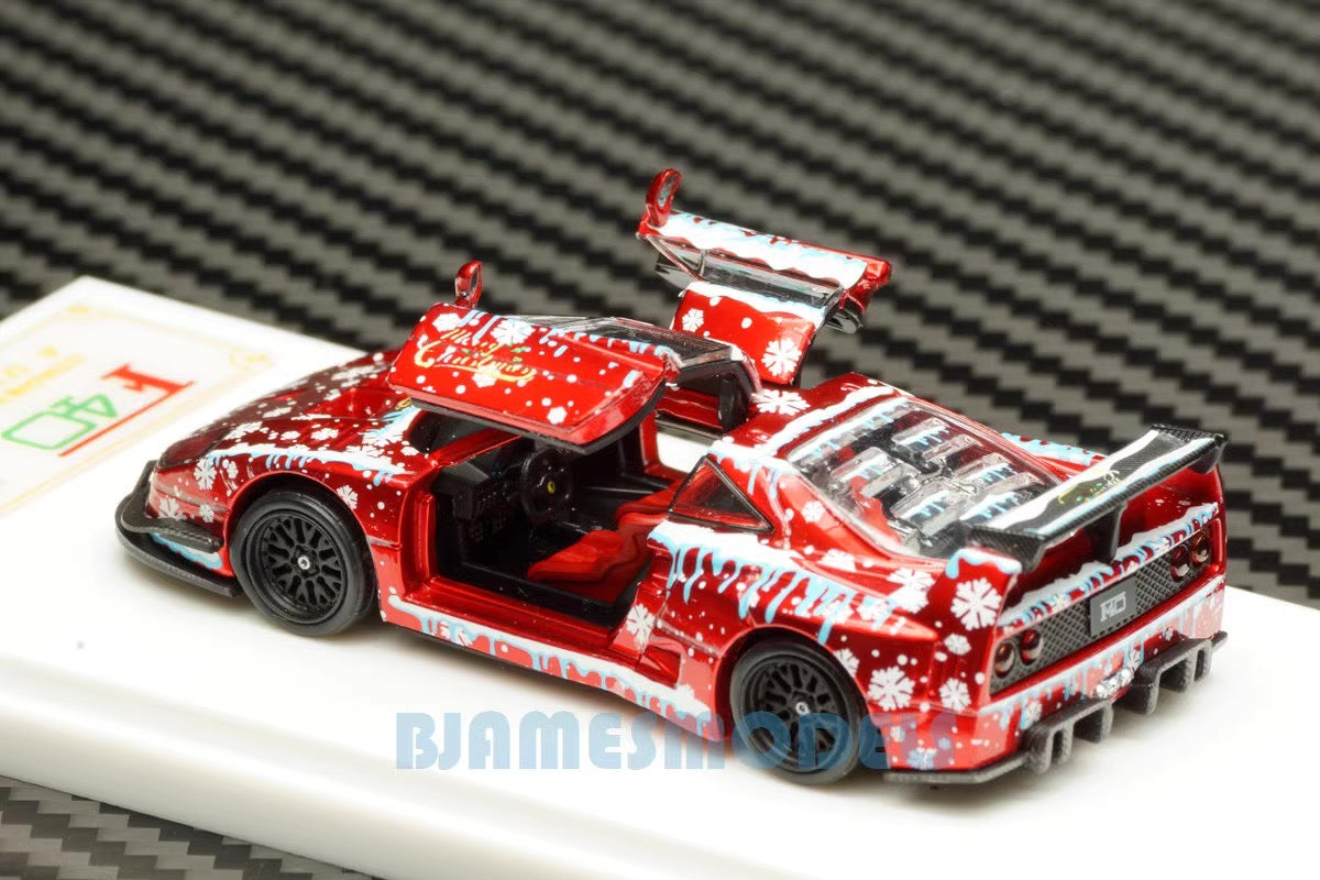 Demon King Auto 1:64 Ferrari F40 LB-Works LBWK Liberty Walk Openable Gull Wing Doors Christmas Edition Red Individual Number Limited 600 Pieces (Chase of a Chase Car)