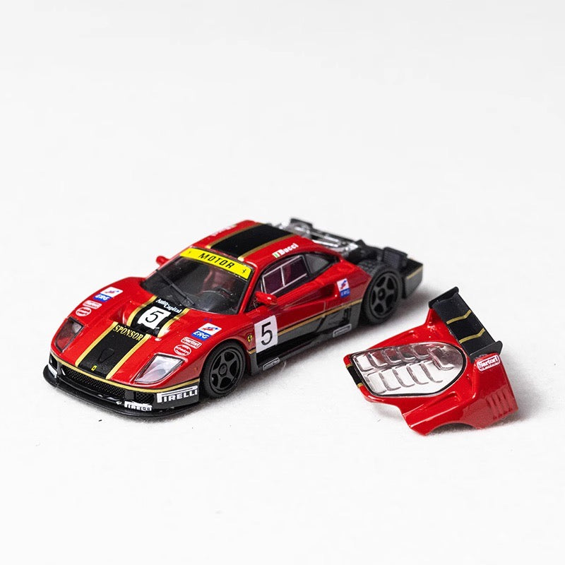 Stance Hunters 1:64 Ferrari F40 LM Removable Rear Engine Hood with Detailed Engine Red and Black #5