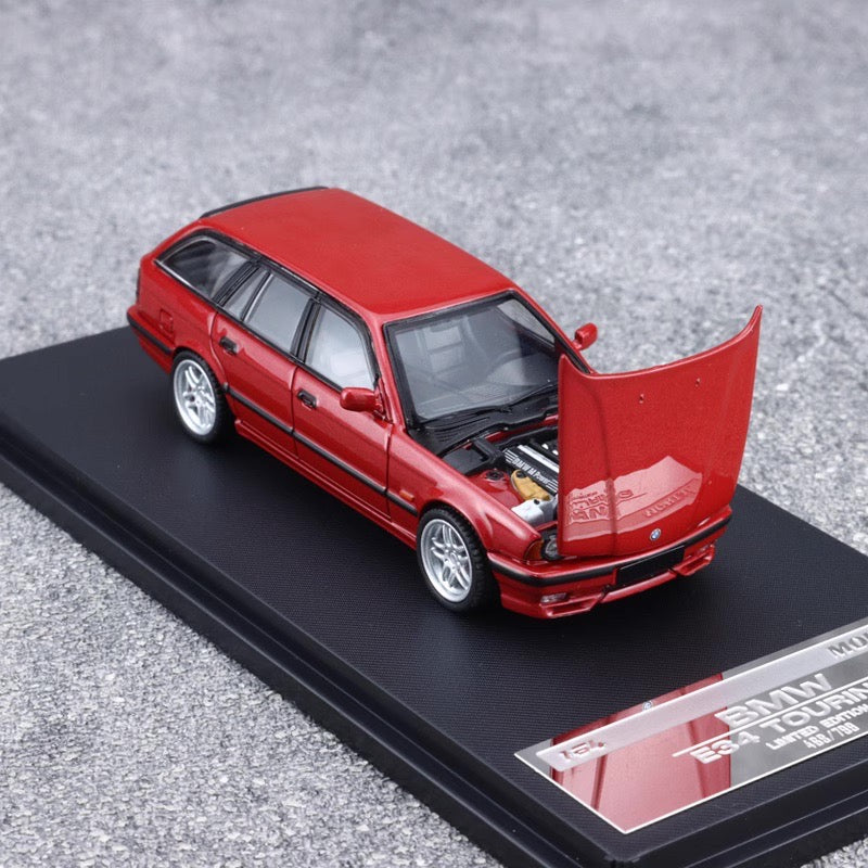 Mortal BMW 5 Series E34 Wagon Rose Red Ordinary Stance Openable Front Hood Detailed Engine Limited 799 Pieces