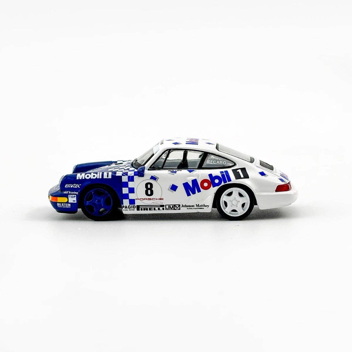 Sparky 1:64 Porsche 911 964 RS Mobil1 Carrera Cup 1993 #8 Blue and White