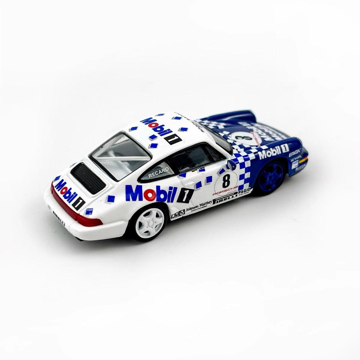 Sparky 1:64 Porsche 911 964 RS Mobil1 Carrera Cup 1993 #8 Blue and White