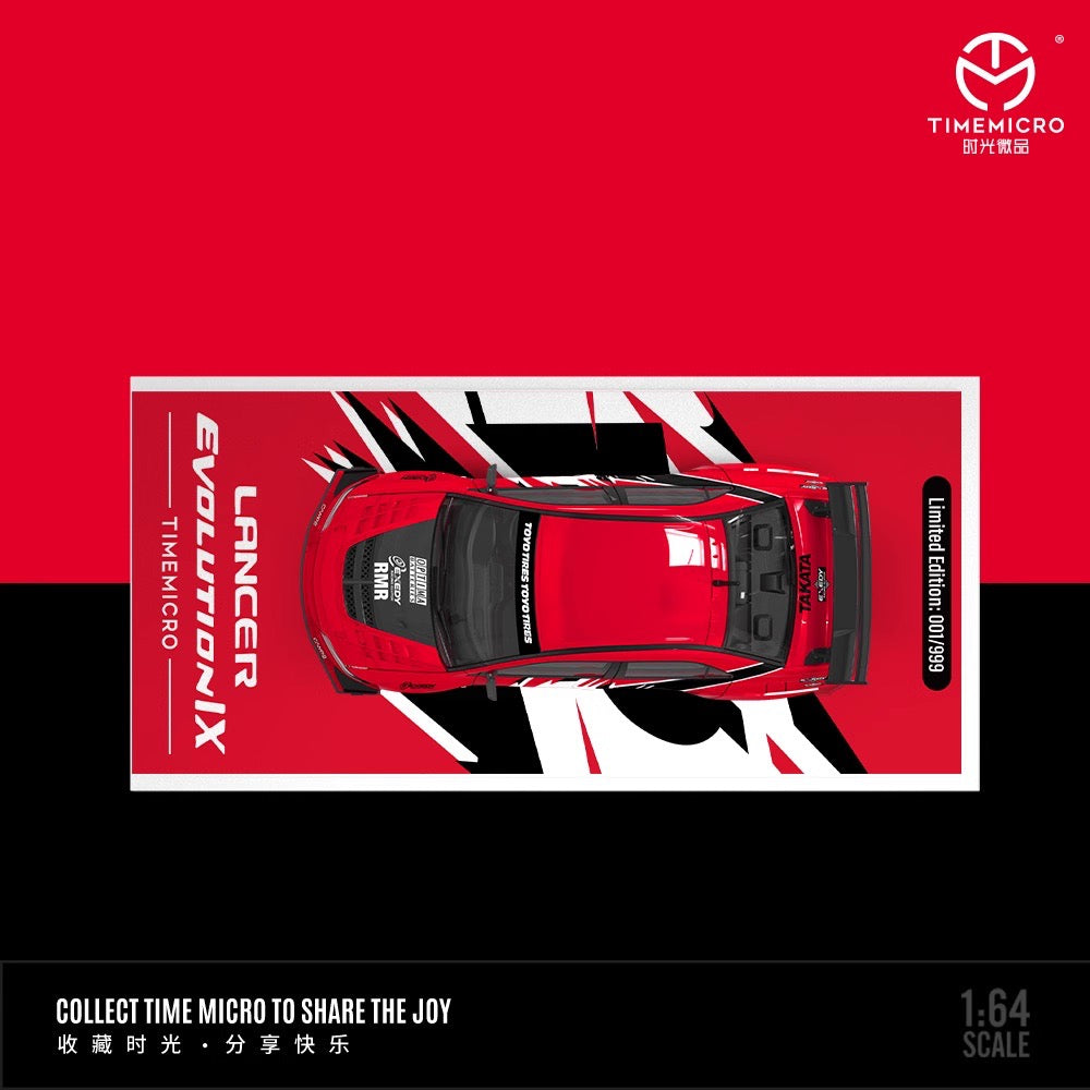 Time Micro 1/64 Mitsubishi Lancer Evolution IX Evo 9 Openable Engine Hood Fast and Furious Red Edition with Metal Cargo Container and Model Girl Figure