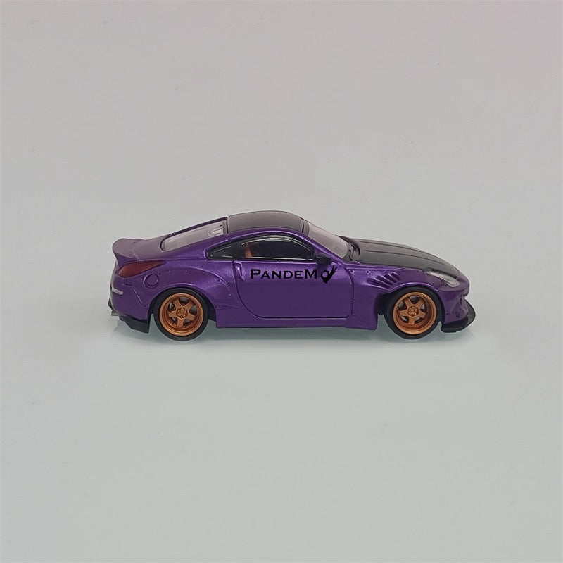 Solo 1:64 Nissan Fairlady Z33 350Z Pandem Rocket Bunny Custom Purple with Black Hood