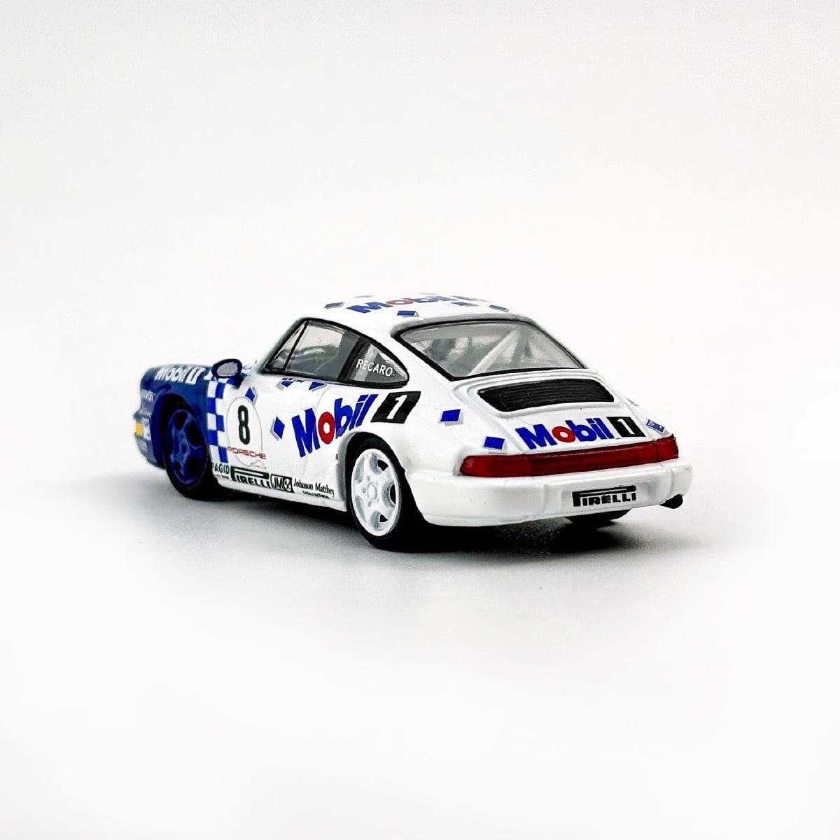 Sparky 1:64 Porsche 911 964 RS Mobil1 Carrera Cup 1993 #8 Blue and White