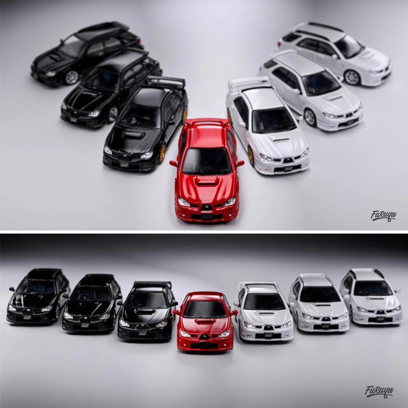 Furuya 1:64 Subaru Impreza WRX STI Hawk Eye Official Licensed White Wagon with Accessories Limited to 999 Pieces