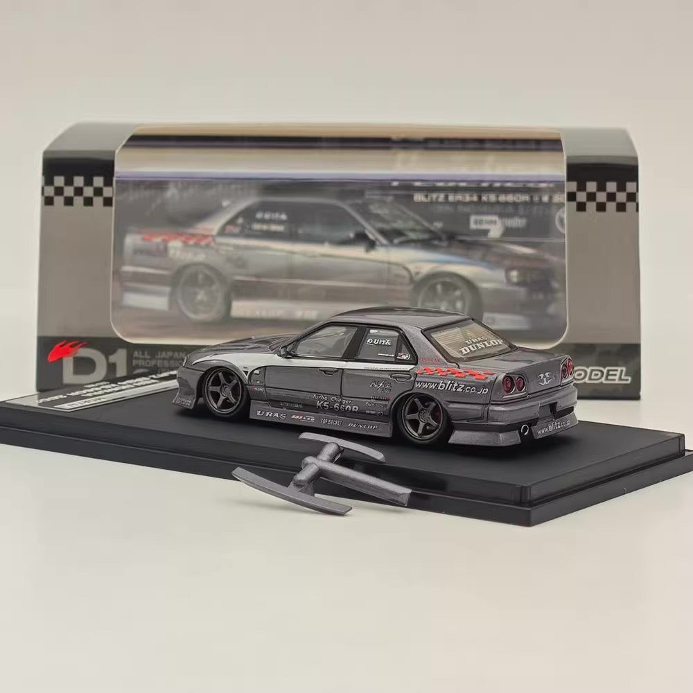Mortal 1:64 Nissan Skyline GT-R ER34 25GTT GT-T Turbo Drift Version Grey Limited 999 Pieces