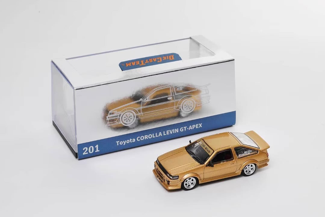 DCT 1:64 Toyota Corolla AE86 Levin GT-APEX RWB Wide Body Custom Gold