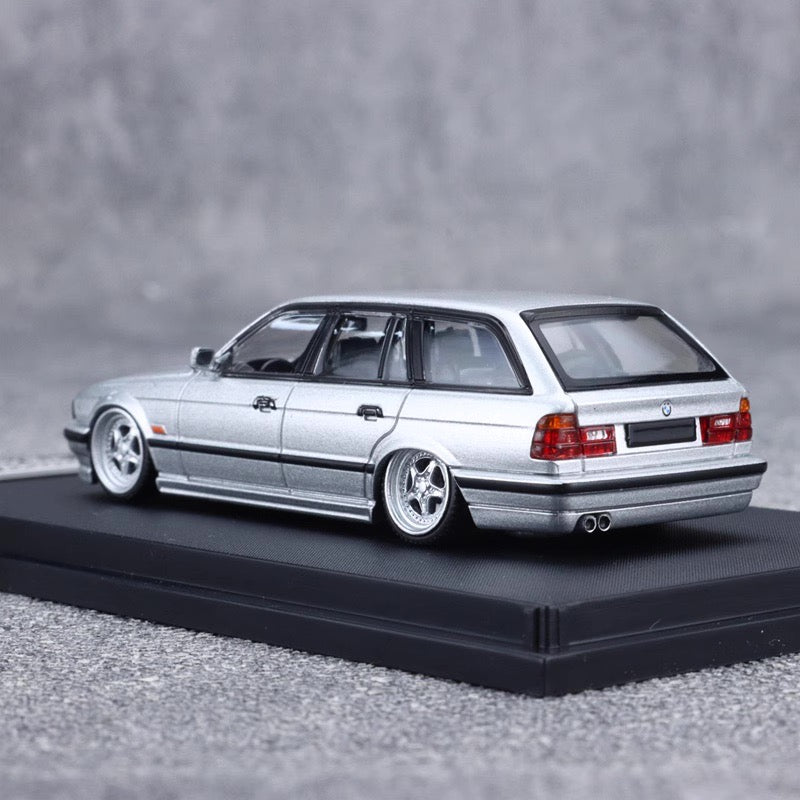 Mortal BMW 5 Series E34 Wagon Silver Low stance Custom Openable Front Hood Detailed Engine Limited 799 Pieces