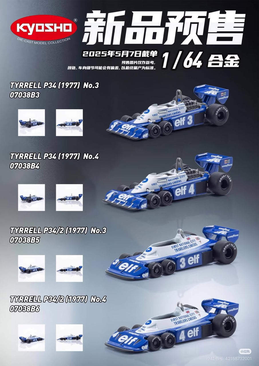 Kyosho 1:64 TYRRELL P34 (1977) No.4 Official Licensed by Tyrrell & Goodyear