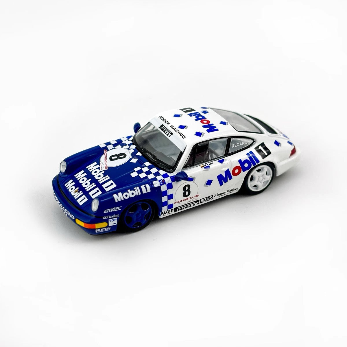 Sparky 1:64 Porsche 911 964 RS Mobil1 Carrera Cup 1993 #8 Blue and White