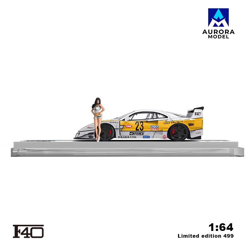 Aurora Model 1:64 Ferrari F40 Flash #23 with Model Girl Figure
