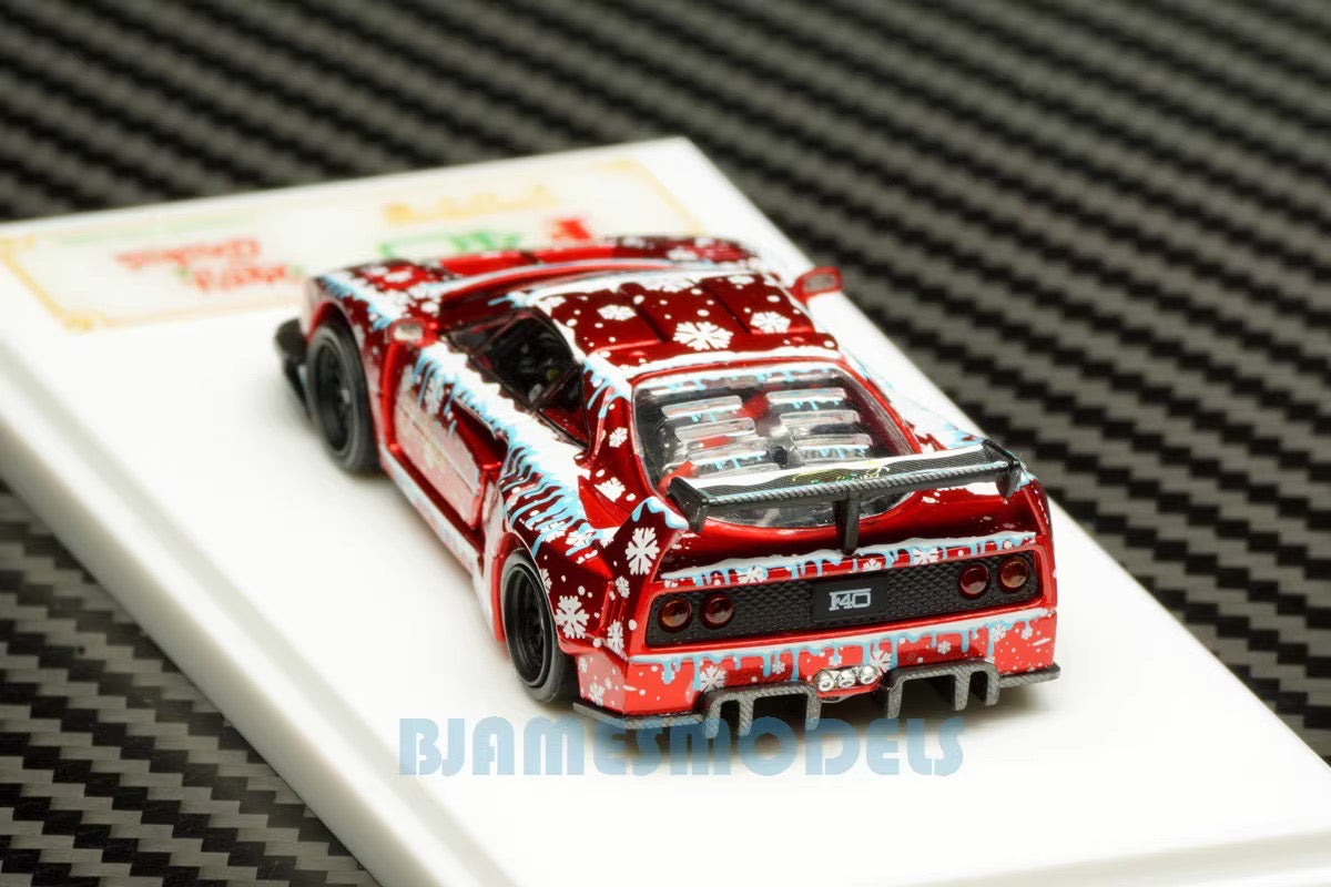 Demon King Auto 1:64 Ferrari F40 LB-Works LBWK Liberty Walk Openable Gull Wing Doors Christmas Edition Red Individual Number Limited 600 Pieces (Chase of a Chase Car)