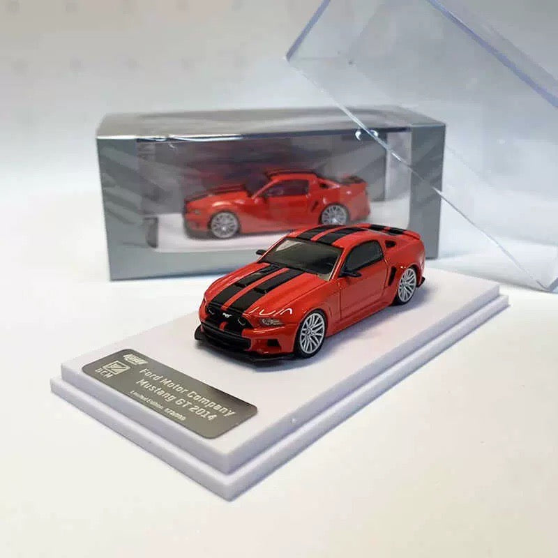 GDO X DCM 1:64 Ford Mustang GT MK5 2014 Race Red with Black Stripes