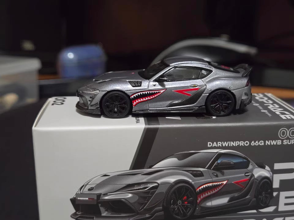 Pop Race X Enigma 1:64 Toyota GR Supra A90 Mk5 Darwin Pro Custom 66G NWB Green Shark in Blister Packaging (PRE002)
