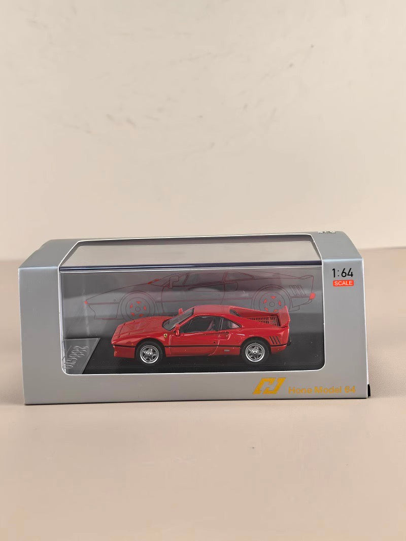 Hone Model 1:64 Ferrari 288 GTO Wide Body Custom Red with Racing Strips Openable Rear Engine Hood