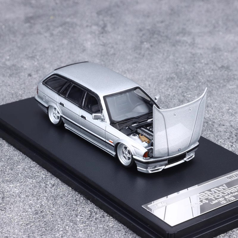 Mortal BMW 5 Series E34 Wagon Silver Low stance Custom Openable Front Hood Detailed Engine Limited 799 Pieces