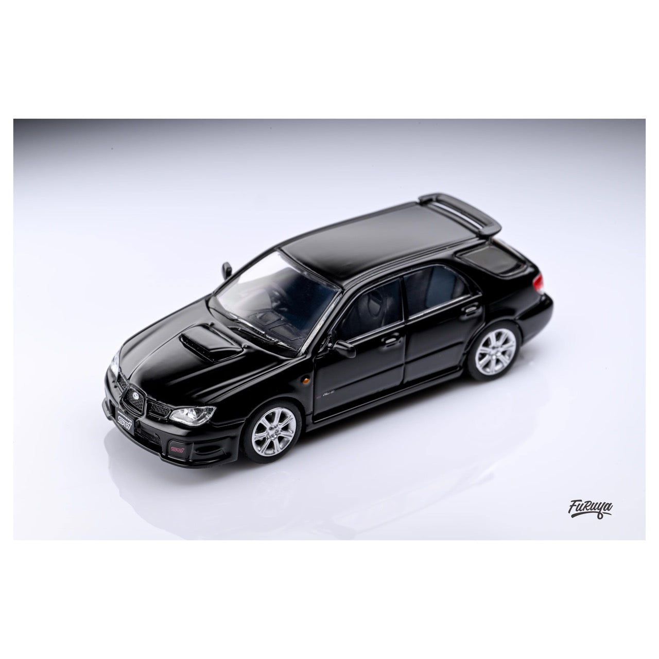 Furuya 1:64 Subaru Impreza WRX STI Hawk Eye Official Licensed Black Wagon with Accessories Limited to 999 Pieces