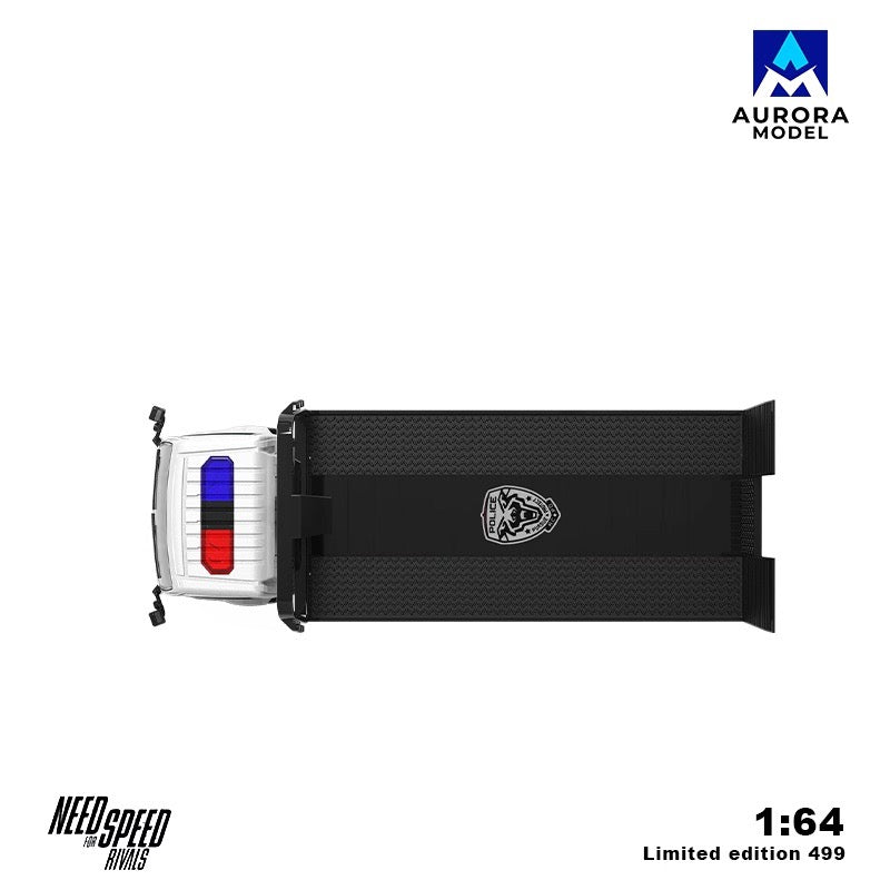 Aurora Model 1:64 Hino H300 Flat bed Transport Trailer Truck Extendable Flat Bed Need For Speed Rivals Edition + Ferrari F40 Need For Speed Rivals Police Car + Resin Policeman Figure Full Set
