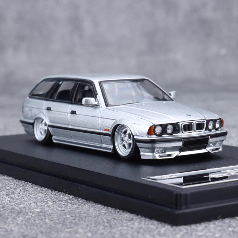 Mortal BMW 5 Series E34 Wagon Silver Low stance Custom Openable Front Hood Detailed Engine Limited 799 Pieces