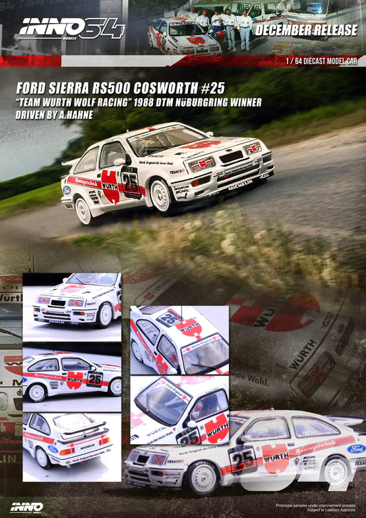 INNO64 1:64 FORD SIERRA RS500 COSWORTH #25 "TEAM WURTH RACING" DTM Nurburgring Winner 1988 - A. Hahne