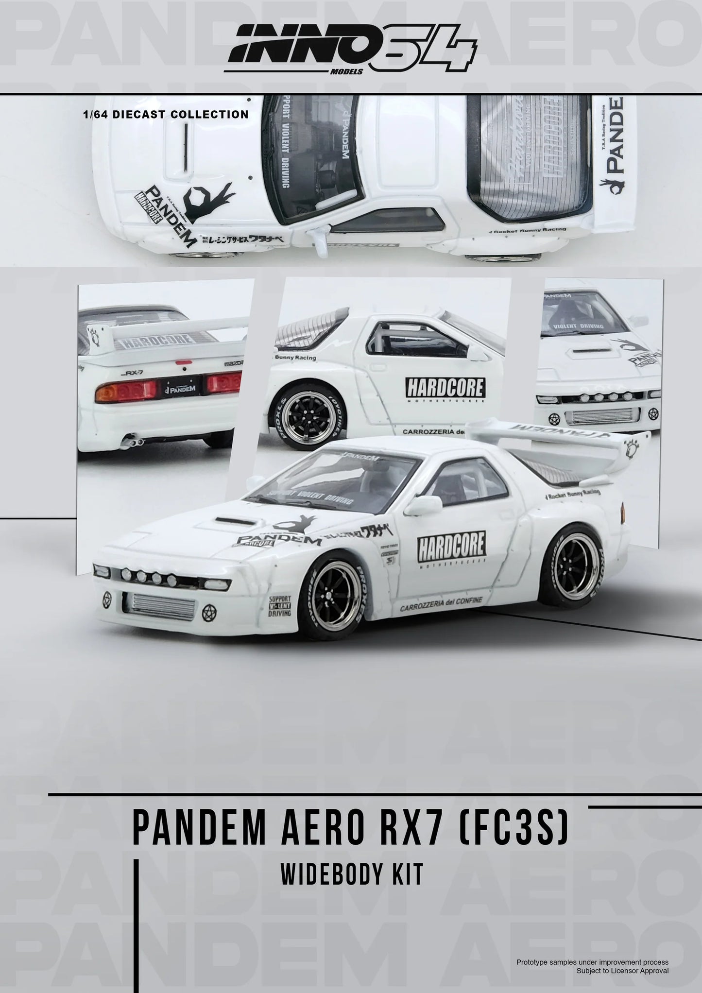 INNO64 1:64 MAZDA RX7 (FC3S) PANDEM AERO Widebody Kit (IN64-RX7FCP-WHI1)