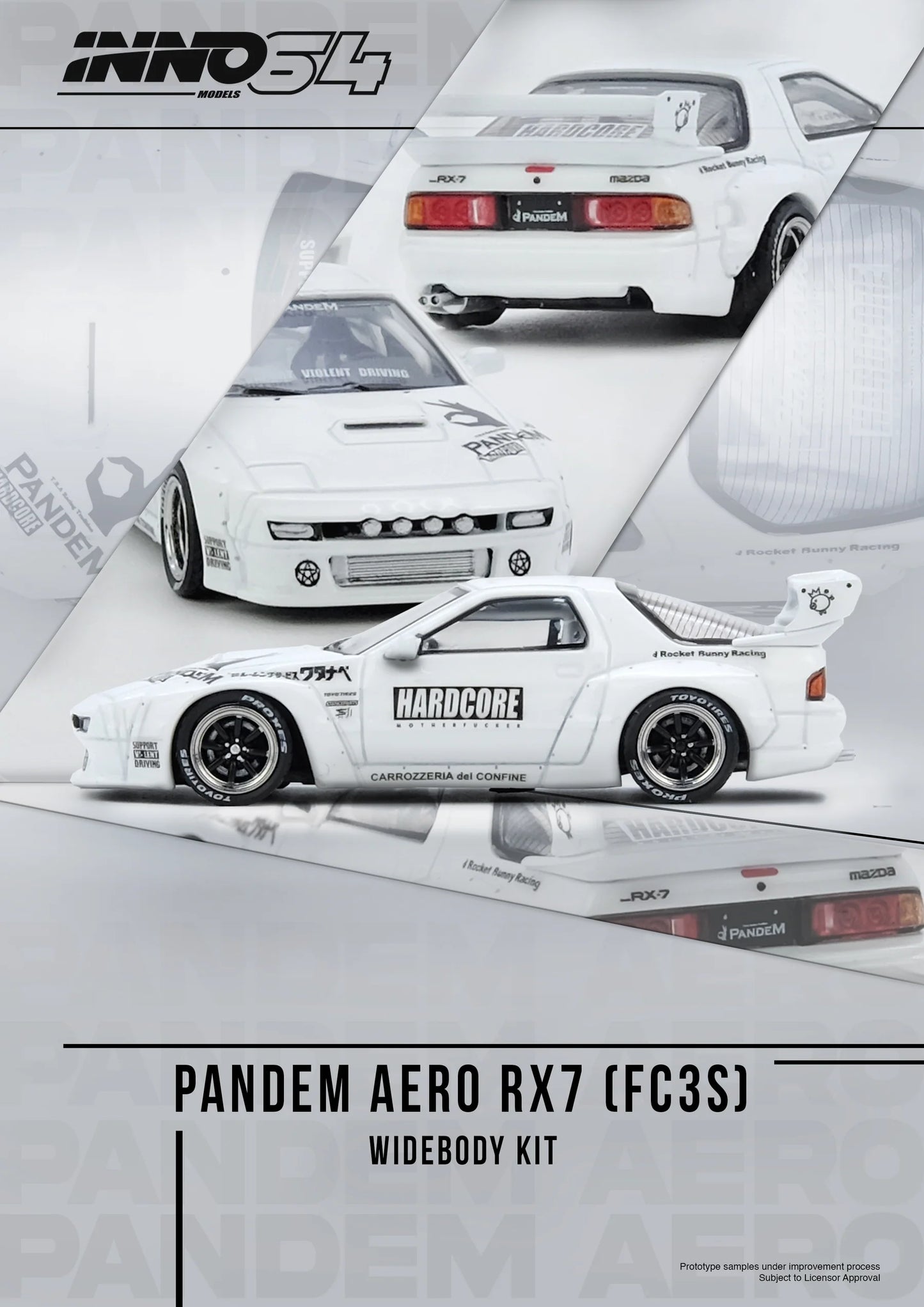INNO64 1:64 MAZDA RX7 (FC3S) PANDEM AERO Widebody Kit (IN64-RX7FCP-WHI1)