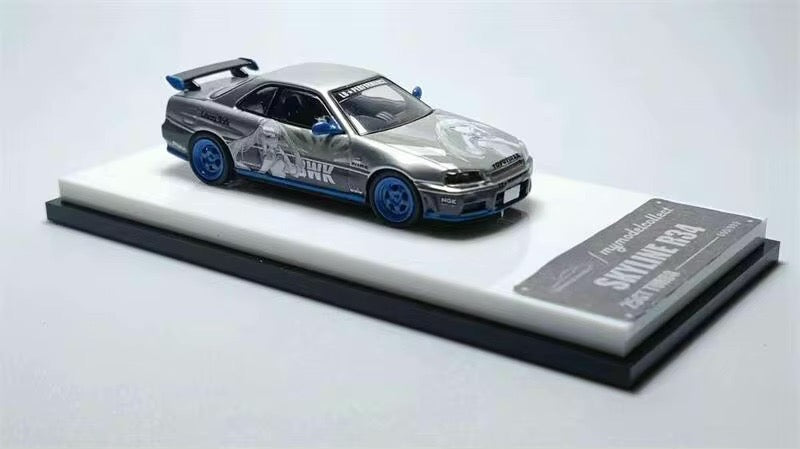 Model Collect 1:64 Nissan Skyline Mk 10 R34 25GT Turbo ER34 White Queen