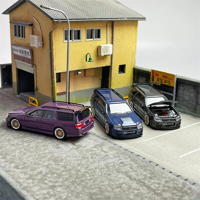 Zoom 1/64 Nissan Stagea Skyline GT-R R34 WC34 260RS Wagon Open Engine Bonnet- Full Carbon Purple