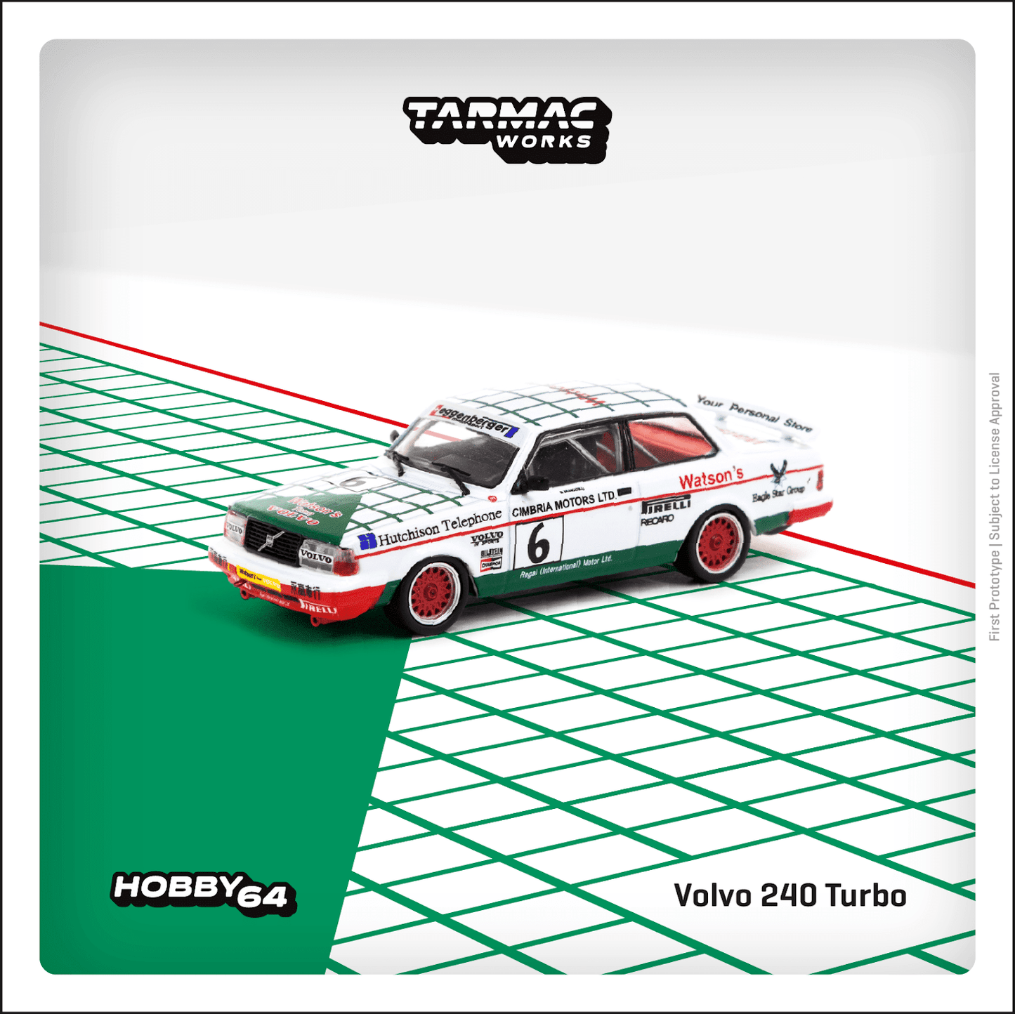 Tarmac Works 1/64 Volvo 240 Turbo Macau Guia Race 1985 #6 Winner - HOBBY64