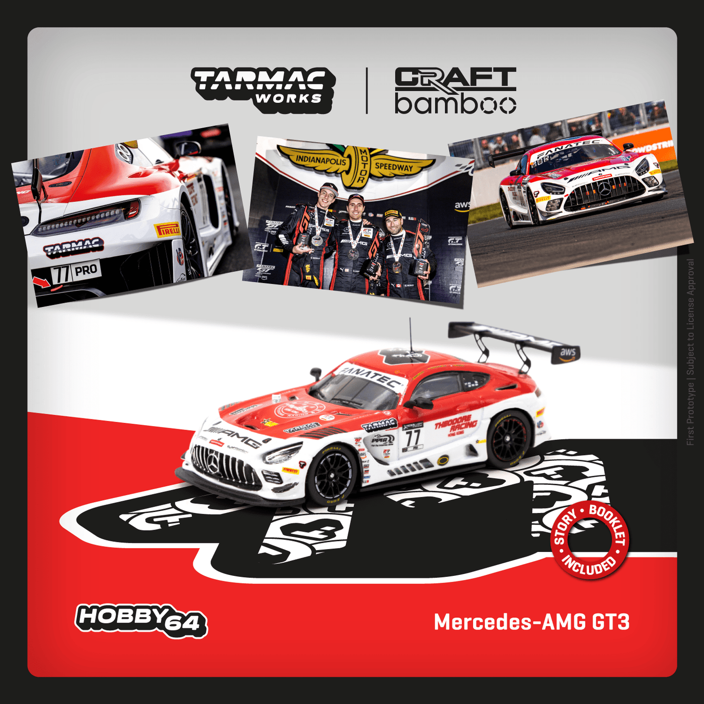 Tarmac Works 1/64 Mercedes-AMG GT3 Indianapolis 8 Hour 2022 #77 Winner - HOBBY64
