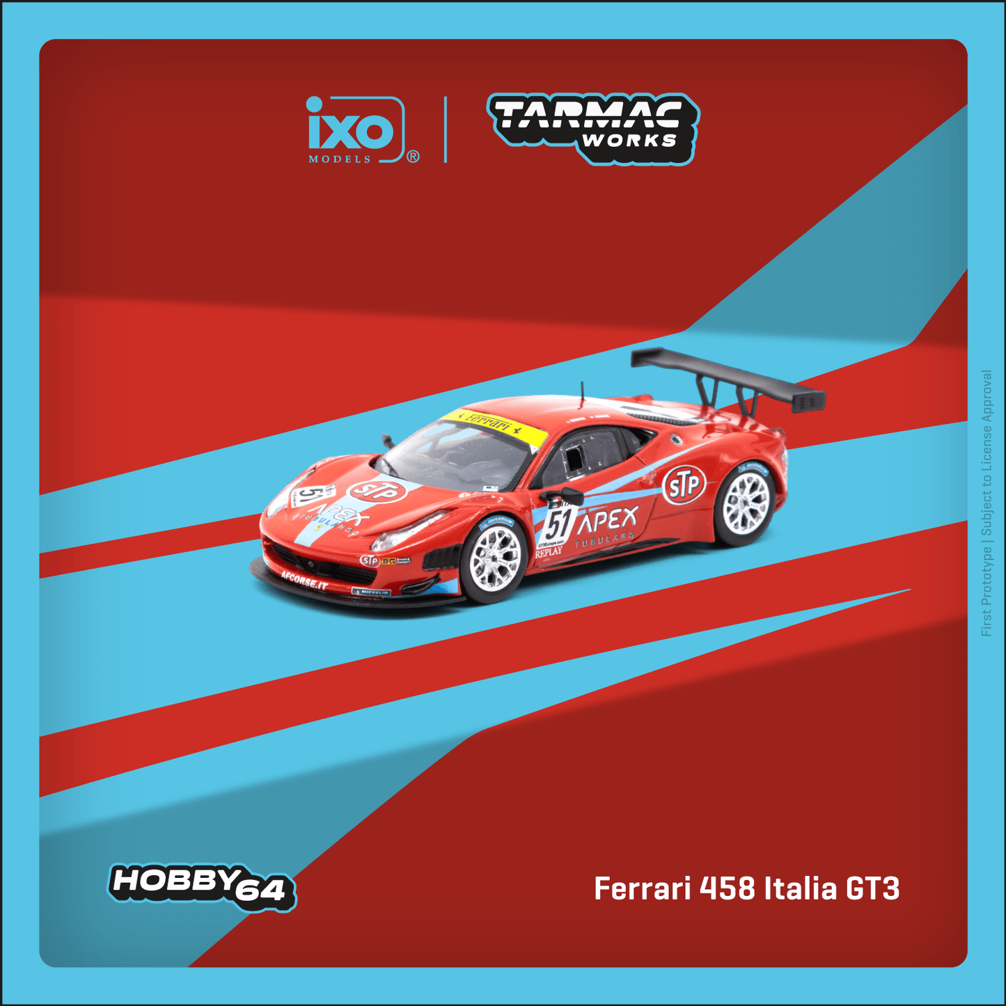 Tarmac Works X iXO Models 1/64 Ferrari 458 Italia GT3 FIA GT3 Europe 2011 #51 - HOBBOY64