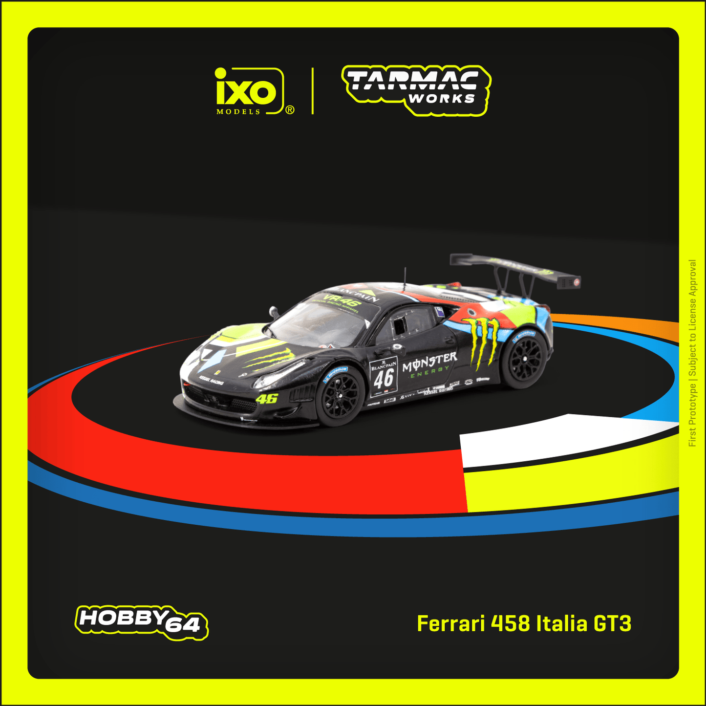 Tarmac Works X iXO Models 1/64 Ferrari 458 Italia GT3 Blancpain Endurance Series 2012 – MONZA #46 - HOBBY64