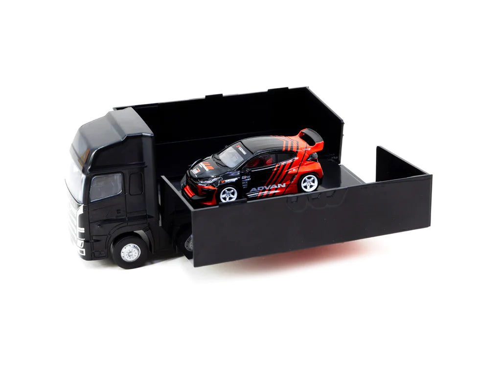 Tarmac Works 1/64 Toyota Pandem Yaris ADVAN with Plastic Truck Packaging - HOBBY64