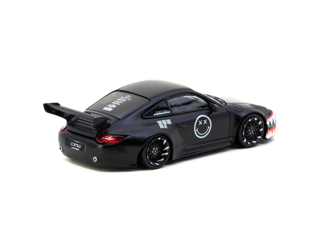 Tarmac Works 1/64 Porsche Old & New 997 Matte Black - HOBBY64
