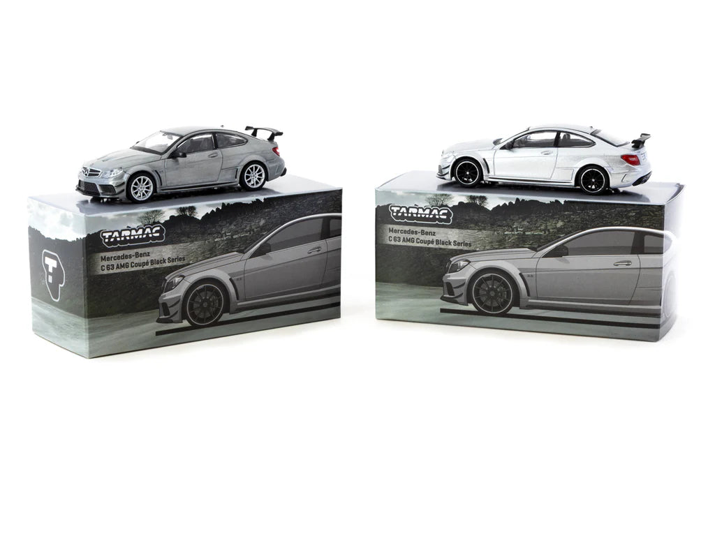 Tarmac Works 1/64 Mercedes-Benz C 63 AMG Coupé Black Series Silver Metallic - GLOBAL64