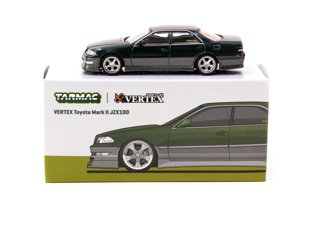 Tarmac Works 1/64 VERTEX Toyota Mark II JZX100 Dark Green Metallic - GLOBAL64