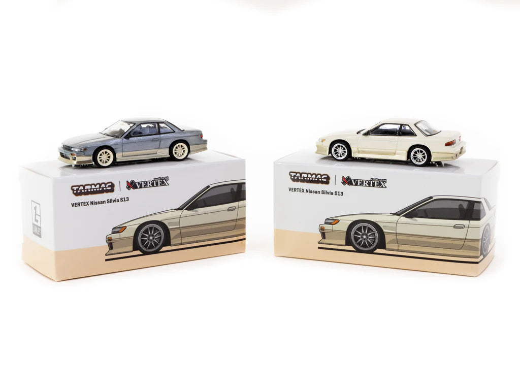 Tarmac Works 1:64 VERTEX Nissan Silvia S13 White / Gold - Lamley Special Edition - GLOBAL64