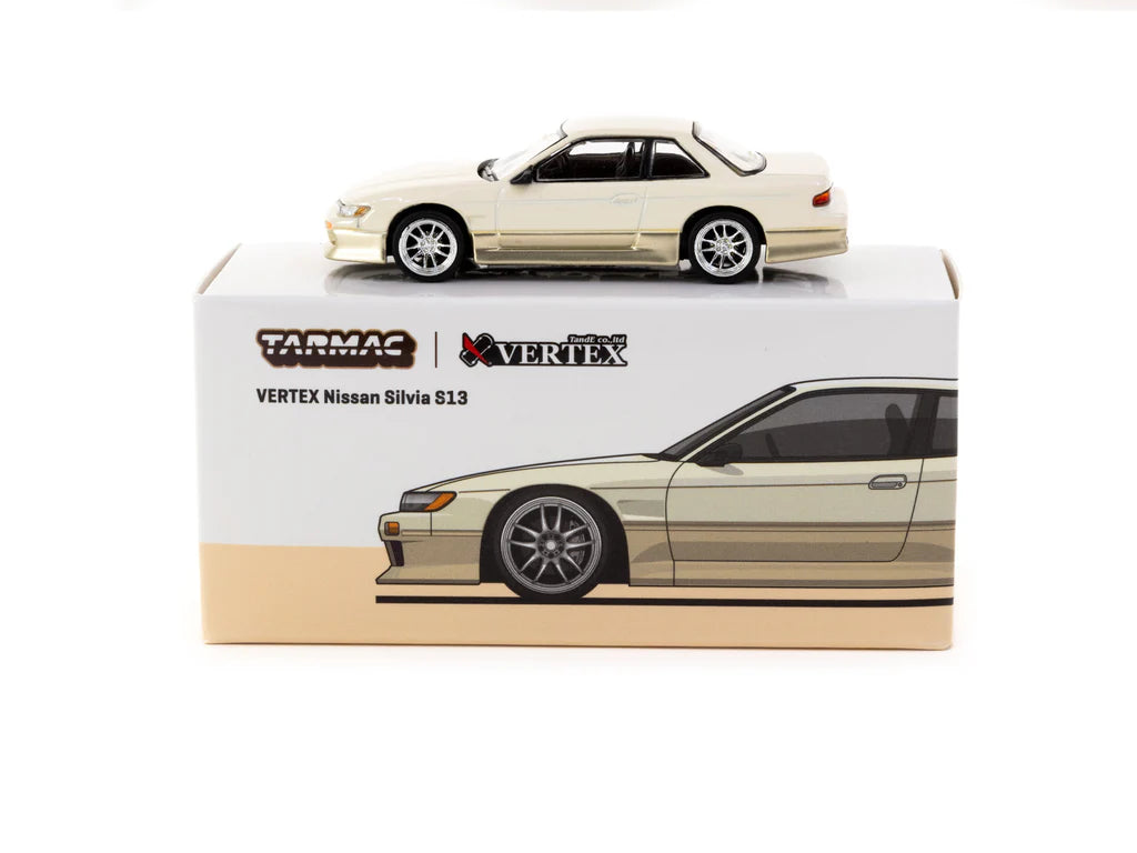 Tarmac Works 1:64 VERTEX Nissan Silvia S13 White / Gold - Lamley Special Edition - GLOBAL64