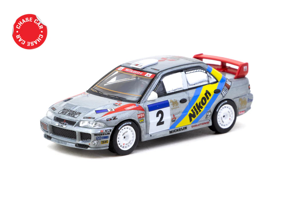 Tarmac Works 1/64 Mitsubishi Lancer Evolution III Hong Kong-Beijing Rally 1995 #2 Winner - GLOBAL64