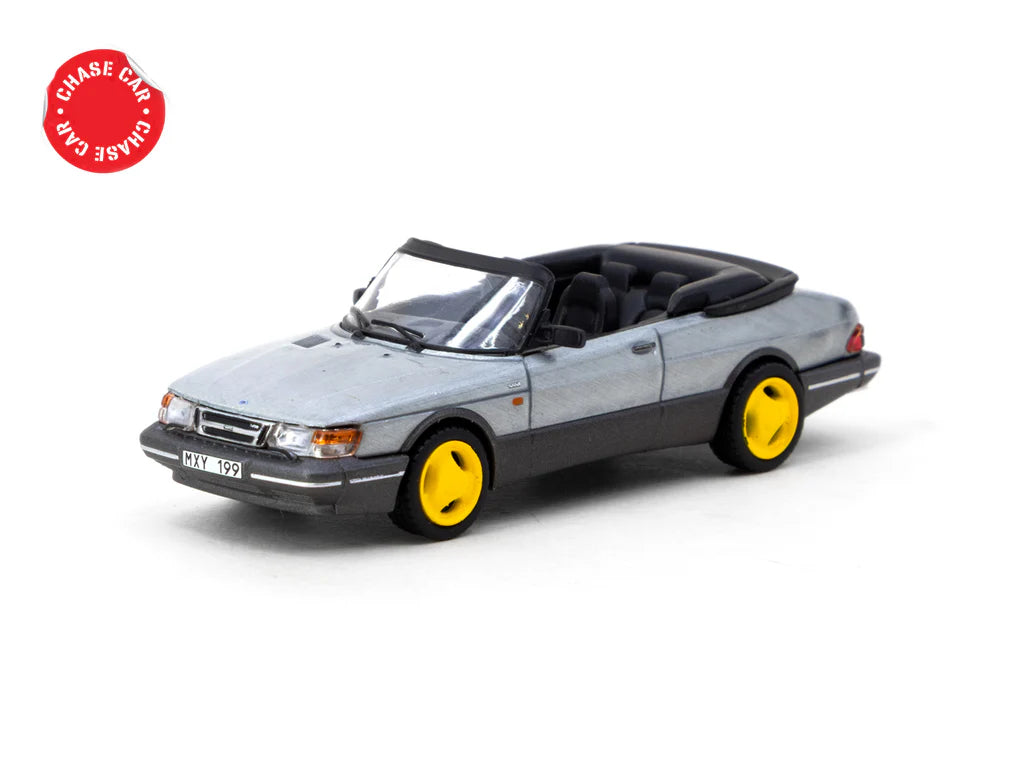 Tarmac Works 1/64 Saab 900 Turbo Convertible Yellow with Tarmac Cards Combo set - GLOBAL64