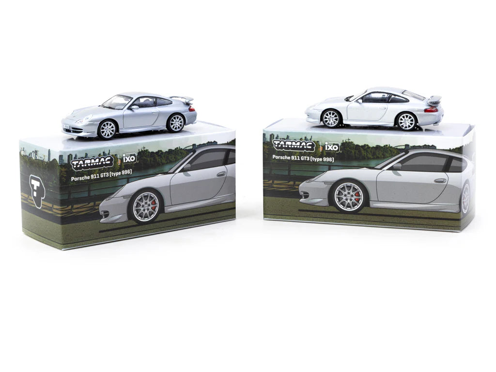 Tarmac Works X iXO Models 1/64 Porsche 911 GT3 (type 996) Silver - GLOBAL64